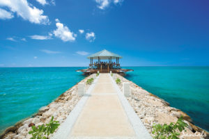 Stony walkway to gazeebo oceanside