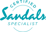 Blue certification badge indication that the travel agency is a Sandals certified specialist