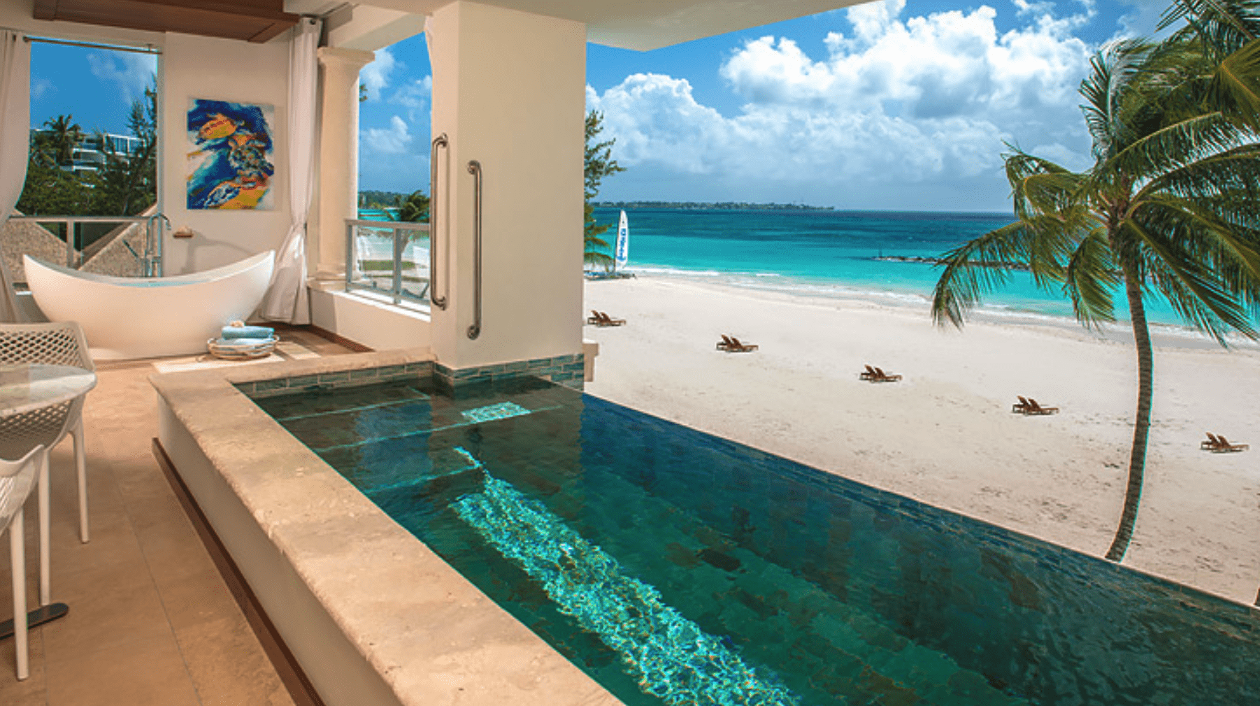 Sandals Royal Barbados Beachfront One Bedroom Skypool Butler Suite with Balcony Tranquility Soaking Tub